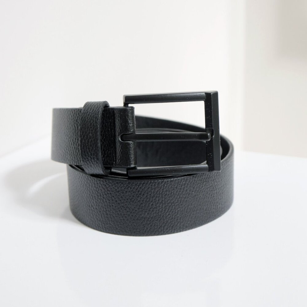 KOTON CASUAL - Black Faux Leather Belt w/ Satin Black Hardware